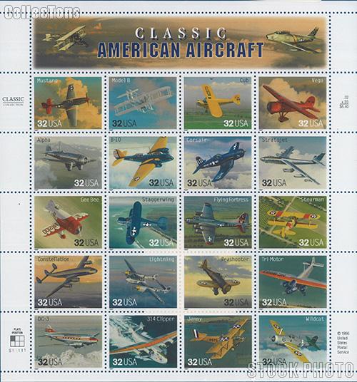 1997 Classic American Aircraft 32 Cent US Postage Stamp MNH Sheet of 20 Scott #3142
