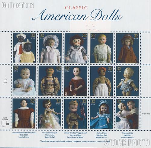 1997 American Dolls 32 Cent US Postage Stamp MNH Sheet of 15 Scott #3151