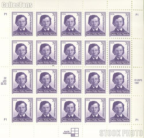 1997 Padre Félix Varela (1788-1853) 32 Cent US Postage Stamp MNH Sheet of 20 Scott #3166