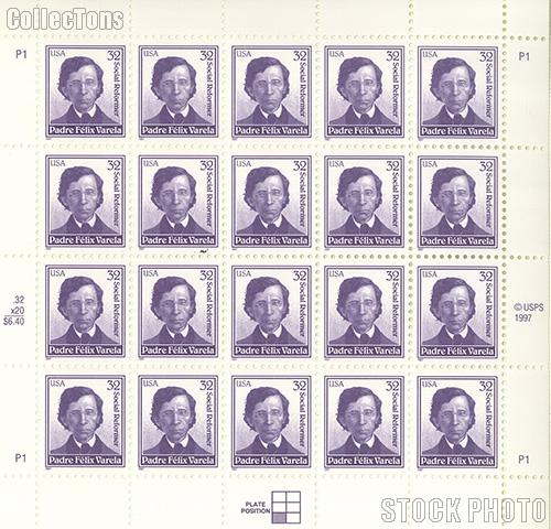 1997 Padre Félix Varela (1788-1853) 32 Cent US Postage Stamp MNH Sheet of 20 Scott #3166