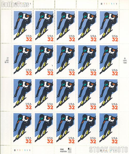 1998 Alpine Skiing 32 Cent US Postage Stamp MNH Sheet of 20 Scott #3180