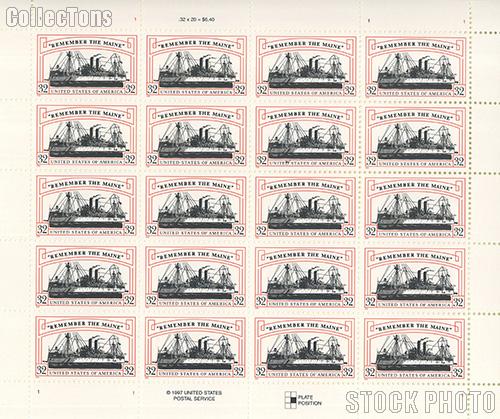 1998 "Remember the Maine" 32 Cent US Postage Stamp MNH Sheet of 20 Scott #3192