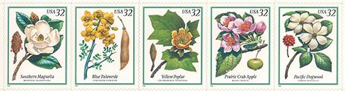 1998 Flowering Trees 32 Cent US Postage Stamp  Unused Sheet of 20 Scott #3193-#3197