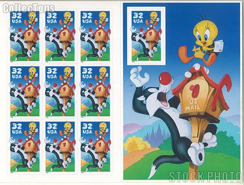 1998 Sylvester & Tweety 32 Cent US Postage Stamp Unused Sheet of 10 Scott #3204