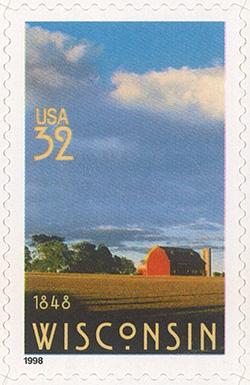 1998 Wisconsin Statehood 32 Cent US Postage Stamp Unused Sheet of 20 Scott #3206
