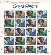 1998 American Music Series - Gospel Singers 32 Cent US Postage Stamp MNH Sheet of 20 Scott #3216-#3219