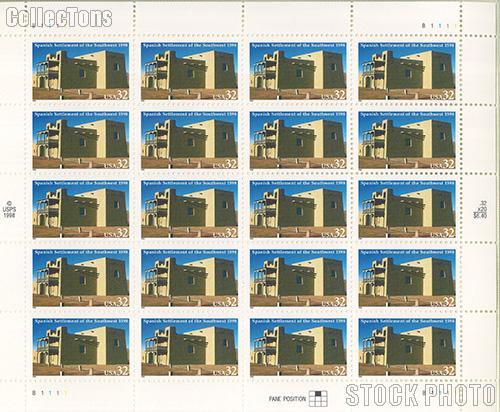 1998 Spanish Settlement of the Southwest 32 Cent US Postage Stamp MNH Sheet of 20 Scott #3220