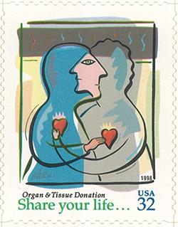 1998 Organ & Tissue Donation 32 Cent US Postage Stamp Unused Sheet of 20 Scott #3227