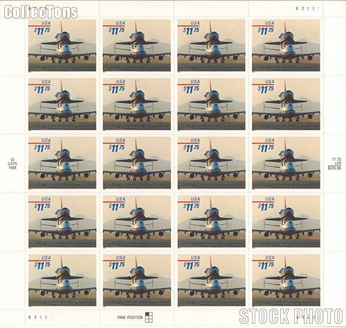 1998 Piggyback Space Shuttle $11.75 US Postage Stamp Unused Sheet of 20 Scott #3262