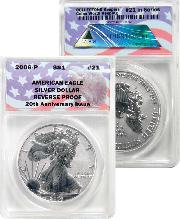 CollecTons Keepers #21: 2006-P Reverse Proof American Eagle Silver Dollar Certified in Exclusive ANACS Holder