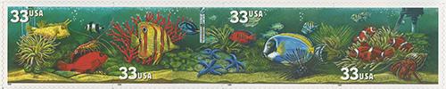 1999 Aquarium Fish - Reef Fish 33 Cent US Postage Stamp Unused Sheet of 20 Scott #3317-#3320