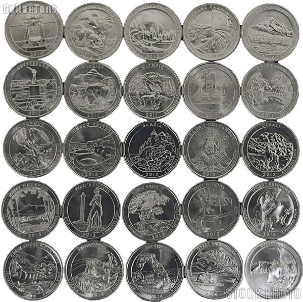 2010-2014 National Park Quarters Complete Set Philadelphia (P) Mint  Uncirculated (25 Coins)