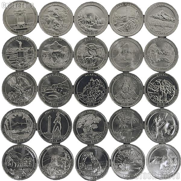 2010-2014 National Park Quarters Complete Set Denver (D) Mint  Uncirculated (25 Coins)