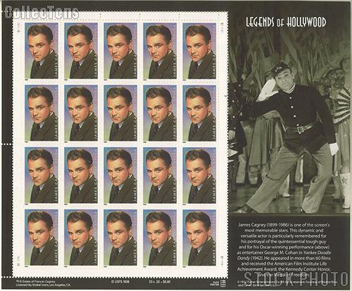 1999 Legends of Hollywood - James Cagney 33 Cent US Postage Stamp MNH Sheet of 20 Scott #3329