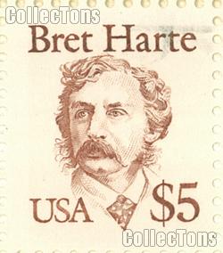 1986 Great Americans Issue - Bret Harte 5 Dollar US Postage Stamp MNH Sheet of 20 Scott #2196