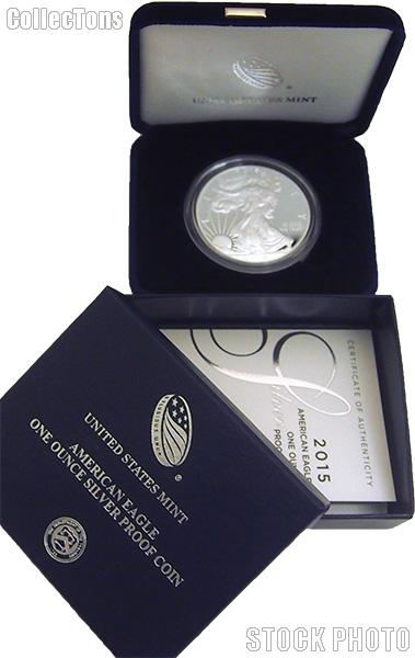 2015 Silver Eagle PROOF In Box with COA 2015-W American Silver Eagle Dollar Proof