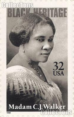 1998 Black Heritage Series - Madam CJ Walker 32 Cent US Postage Stamp MNH Sheet of 20 Scott #3181