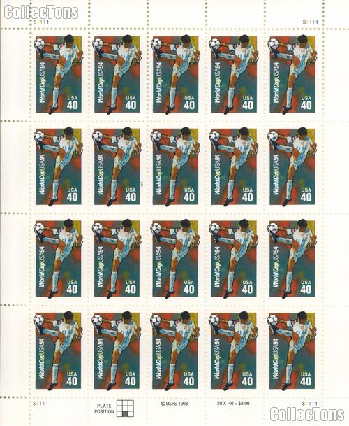 1994 World Cup Soccer Championships 40 Cent US Postage Stamp MNH Sheet of 20 Scott #2835