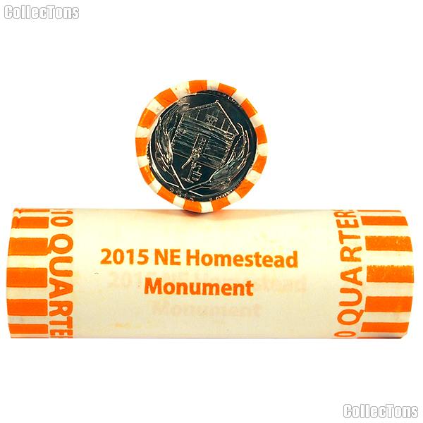 2015-P Nebraska Homestead National Monument of America National Park Quarters Bank Wrapped Roll 40 Coins GEM BU