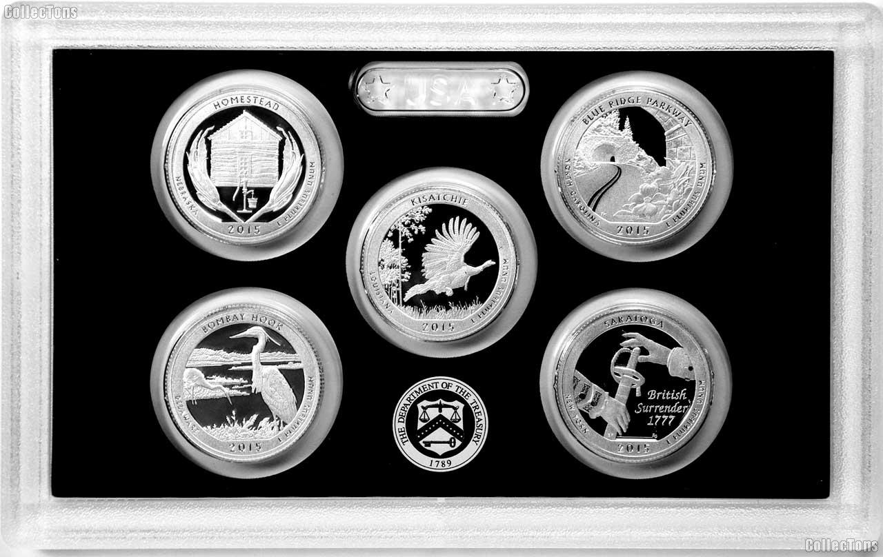 2015 SILVER QUARTER PROOF SET * 5 Coin U.S. Mint Proof Set