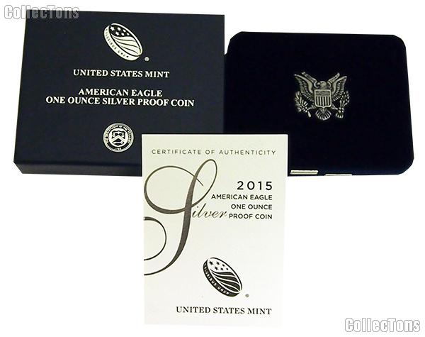 2015-W American Silver Eagle 1 oz Silver Proof Coin OGP Replacement Box and COA