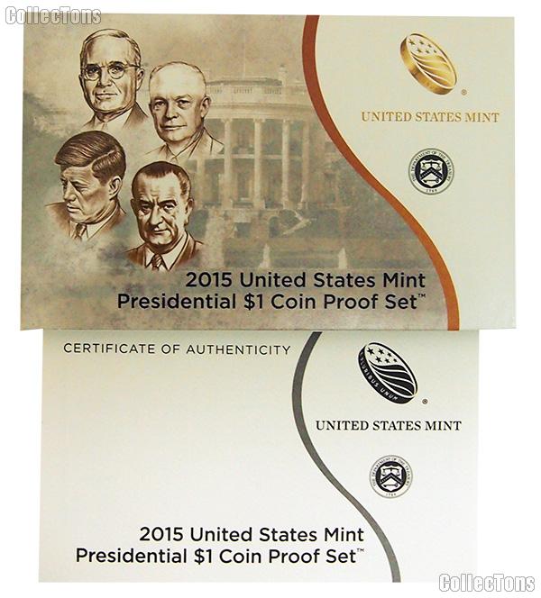 2015 U.S. Mint PRESIDENTIAL DOLLAR Proof Set OGP Replacement Box and COA