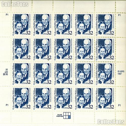 1998 Lila and DeWitt Wallace - Great American Series 32 Cent US Postage Stamp MNH Sheet of 20 Scott #2936