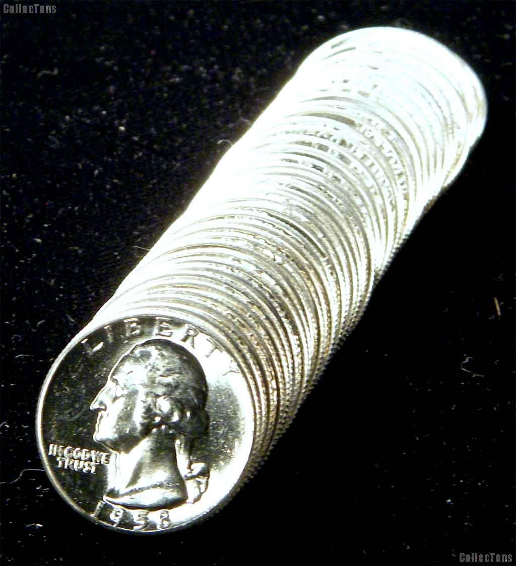 1958 Brilliant Uncirculated Washington Silver Quarter Roll - Original 40-Coin Roll