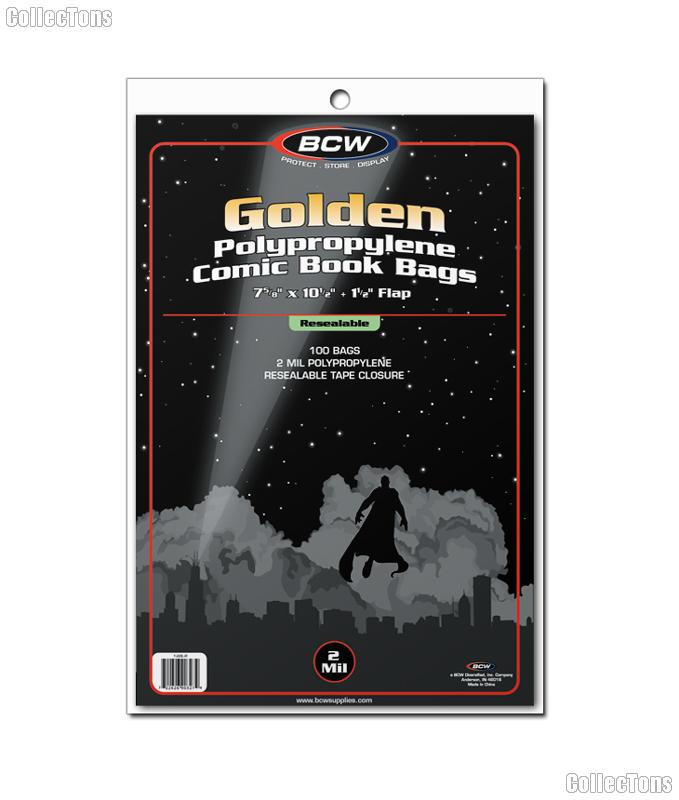 Golden Age Comic Book Resealable Bags Polypropylene - Pack of 100 by BCW