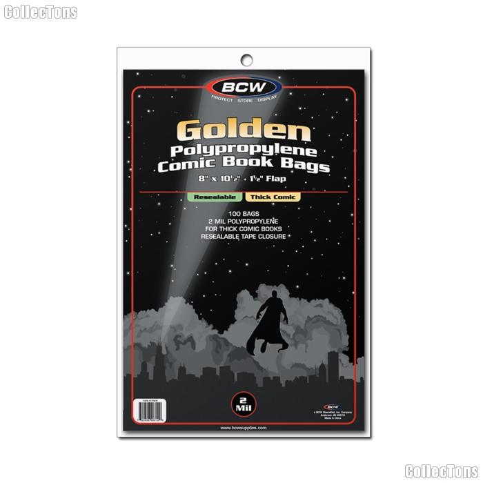 Golden Age Comic Book Thick Resealable Bags Polypropylene - Pack of 100 by BCW