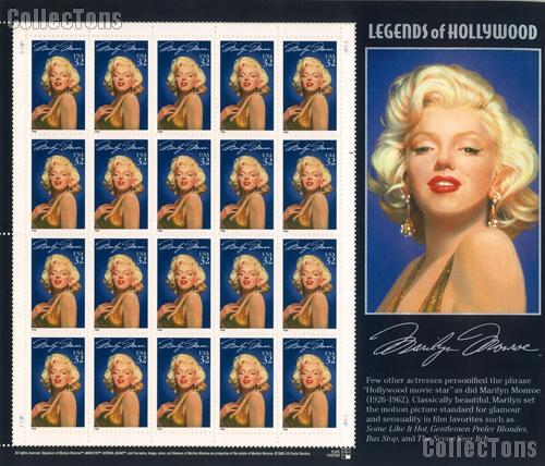 1995 Marilyn Monroe - Legends of Hollywood Series 32 Cent US Postage Stamp MNH Sheet of 20 Scott #2967