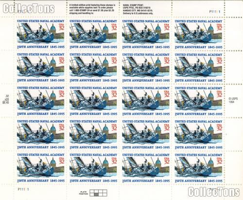 1995 U.S. Naval Academy 150th Anniversary 32 Cent US Postage Stamp MNH Sheet of 20 Scott #3001