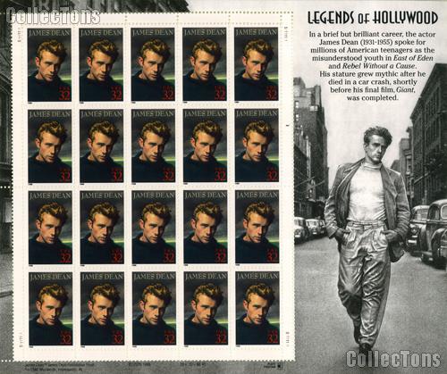 1996 James Dean - Legends of Hollywood Series 32 Cent US Postage Stamp MNH Sheet of 20 Scott #3082