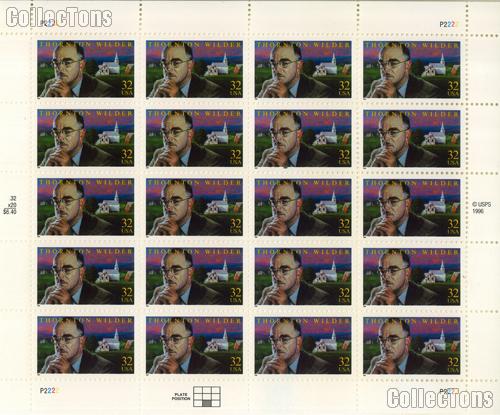 1997 Thornton Wilder  - Literary Arts Series 32 Cent US Postage Stamp MNH Sheet of 20 Scott #3134