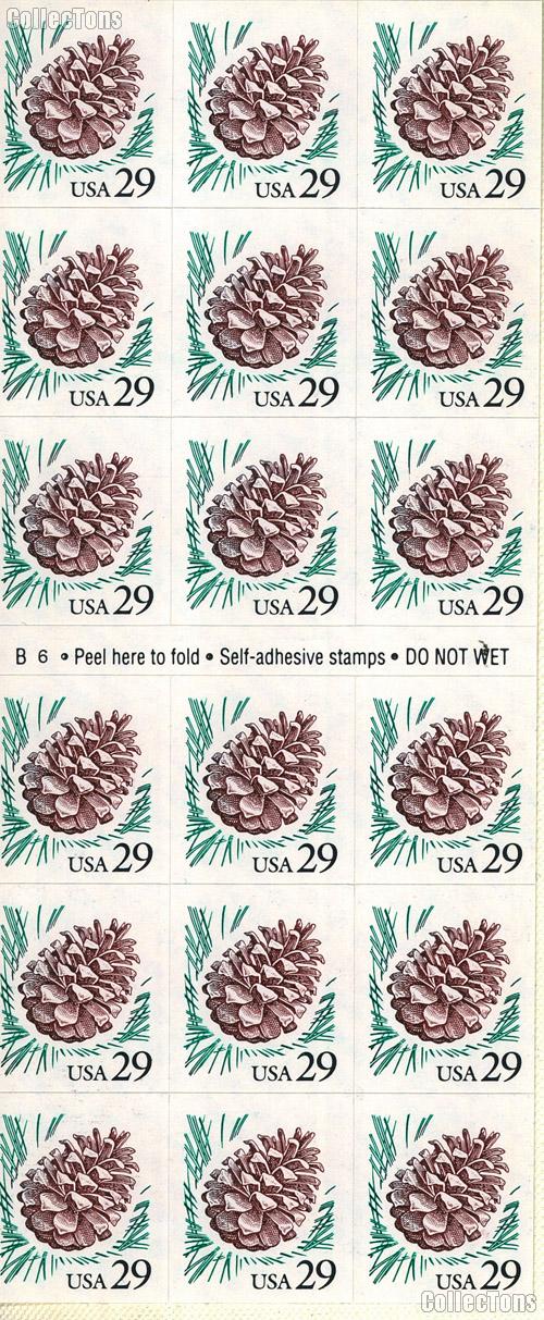 1993 Pine Cone -  Flora and Fauna Series 29 Cent US Postage Stamp Unused Booklet of 18 Scott #2491a