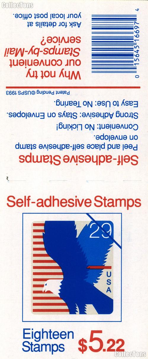 1994 Eagle 29 Cent US Postage Stamp Unused Booklet of 18 Scott #2598a