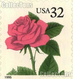 1995 Pink Rose -  Flora and Fauna Series 32 Cent US Postage Stamp Unused Booklet of 20 Scott #2492a