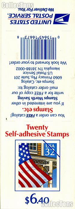 1995 Flag Over Porch 32 Cent US Postage Stamp Unused Booklet of 20 Scott #2920a