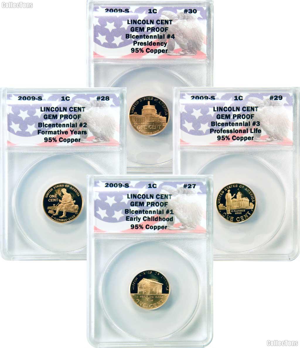 CollecTons Keepers #27- #30: 2009 Lincoln Bicentennial  Complete Proof Cent Collection Certified in Exclusive ANACS GEM Proof Holder