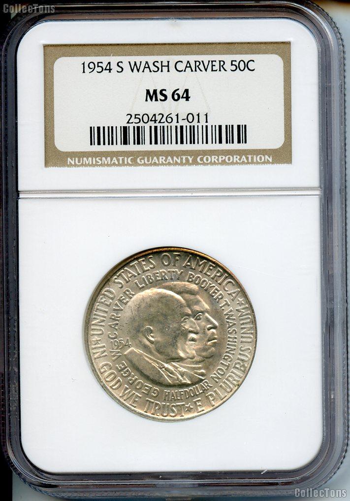 1954-S Washington Carver Half Dollar in NGC MS 64