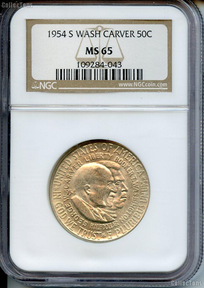 1954-S Washington-Carver Silver Commemorative Half Dollar in NGC MS 65
