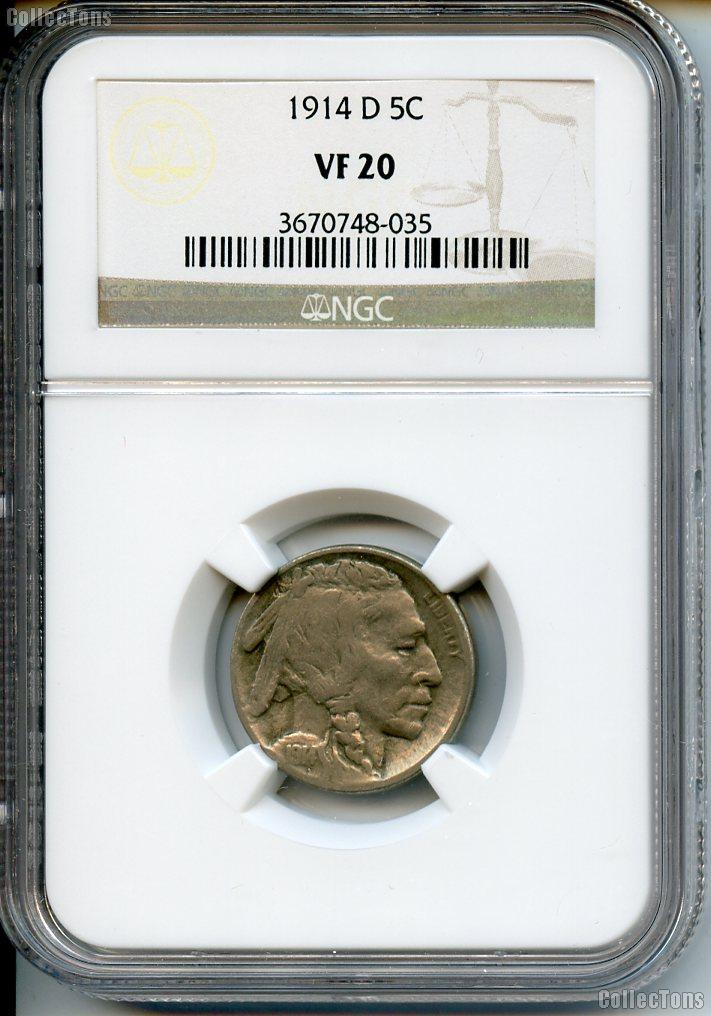 1914-D Buffalo Nickel in NGC VF 20
