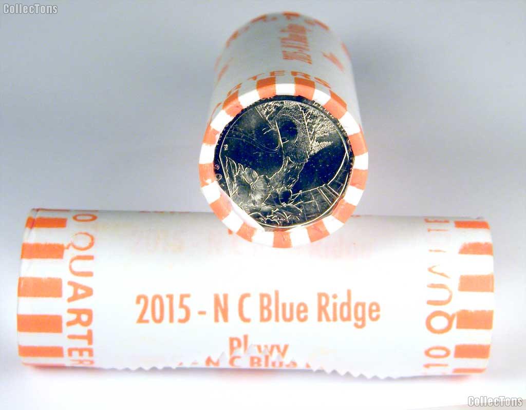 2015 P & D North Carolina Blue Ridge Parkway National Park Quarters Bank Wrapped Roll 80 Coins GEM BU
