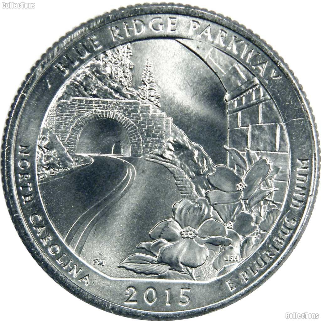 2015-D North Carolina Blue Ridge Parkway National Park Quarters Bank Wrapped Roll 40 Coins GEM BU