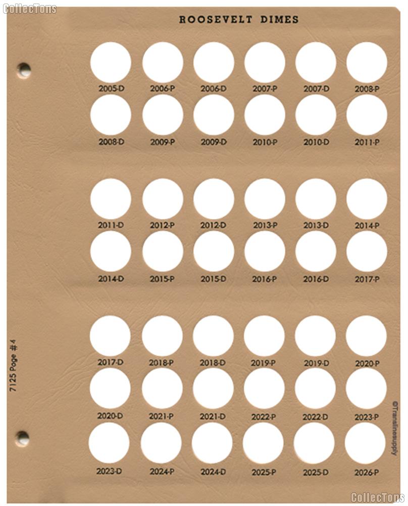 Dansco Update Page #4 for Roosevelt Dimes Album #7125