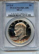 1972-S Eisenhower Silver PROOF Dollar in PCGS PR 69 DCAM