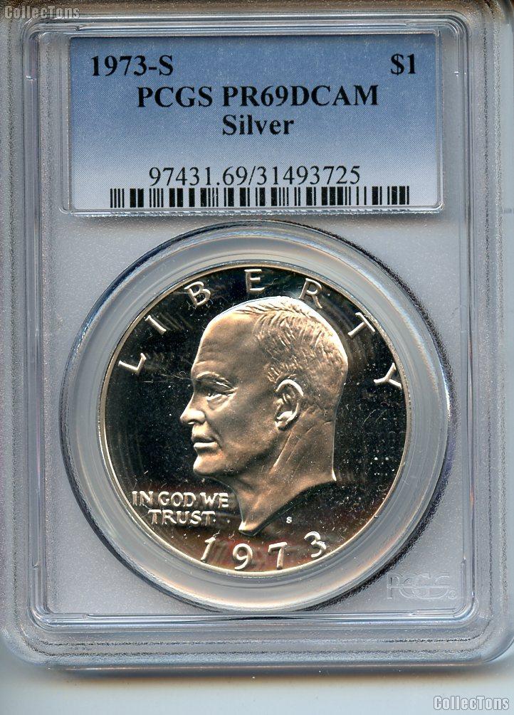 1973-S Eisenhower Silver PROOF Dollar in PCGS PR 69 DCAM