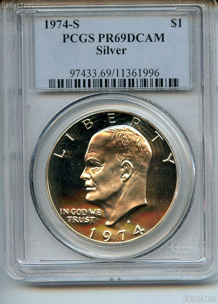 1974-S Eisenhower Silver PROOF Dollar in PCGS PR 69 DCAM