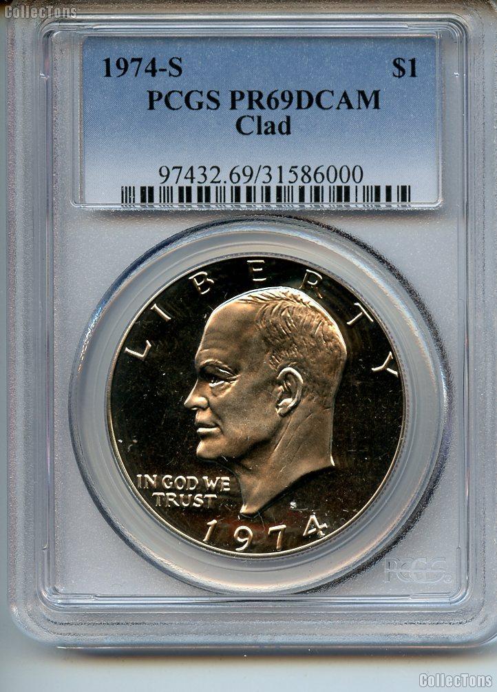 1974-S Eisenhower Clad PROOF Dollar in PCGS PR 69 DCAM