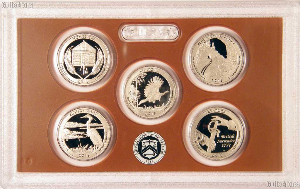 2015 National Parks Quarter Proof Set - 5 Coins